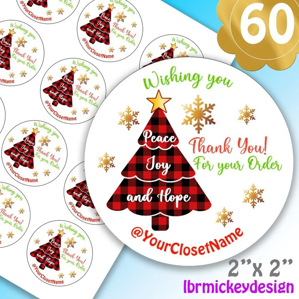 ♥️ 5x25 / 60 Christmas Thank you Stickers 2